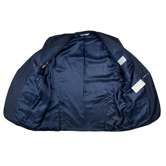 Samuelsohn SB Cosmo Super 100's Two Piece Wool Suit Navy Check Size 46 R | 40 W - Picture 4 of 14